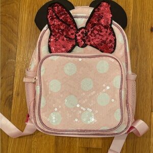 EUC Minnie Mouse Sequin Bow Kids Backpack